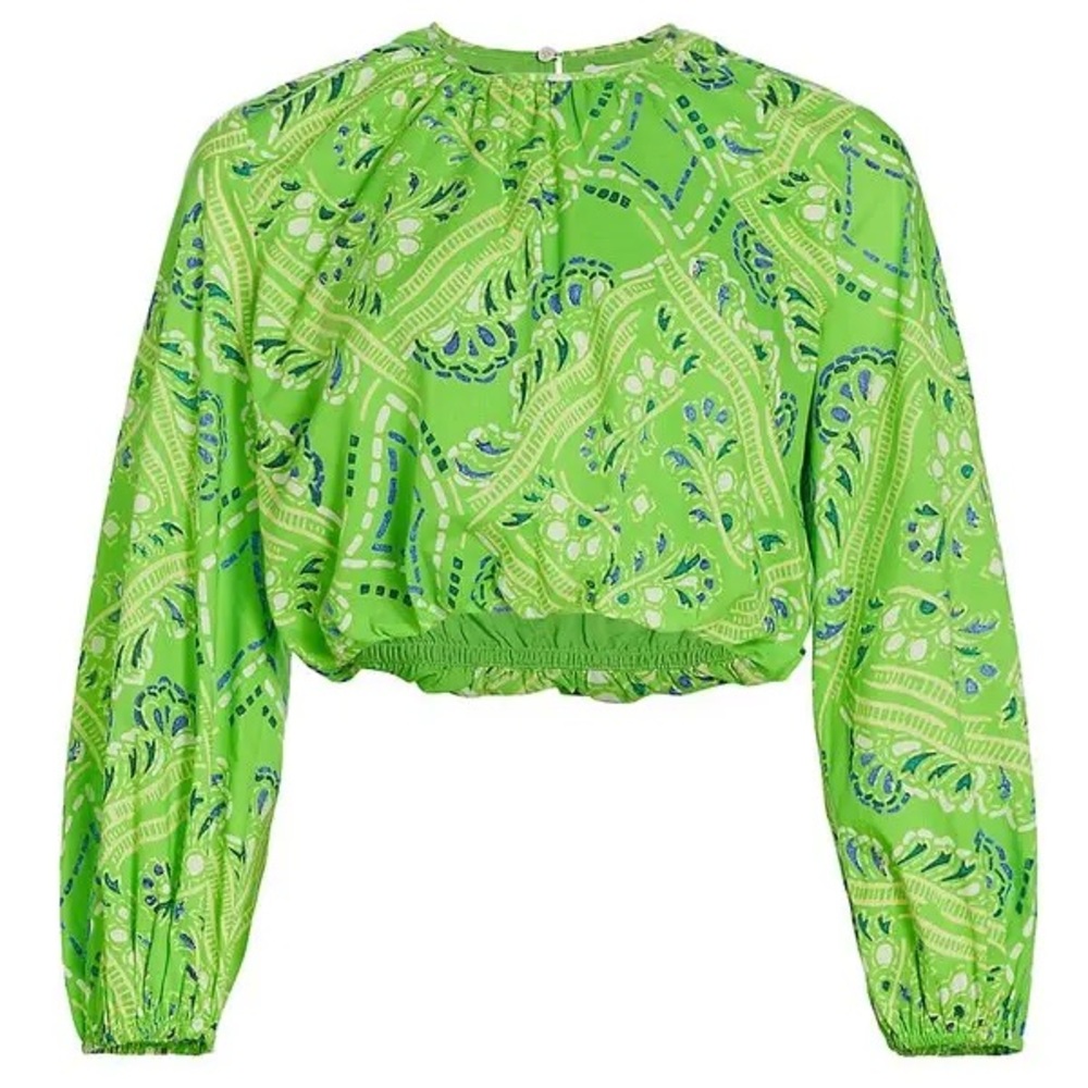 $235 NWT Rhode “Azure” Top in Lime Diamond Stitch Sz X-Large